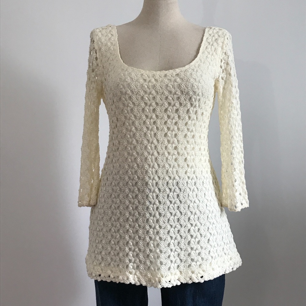 AUW  - Cream Long Sleeve  Knit Top